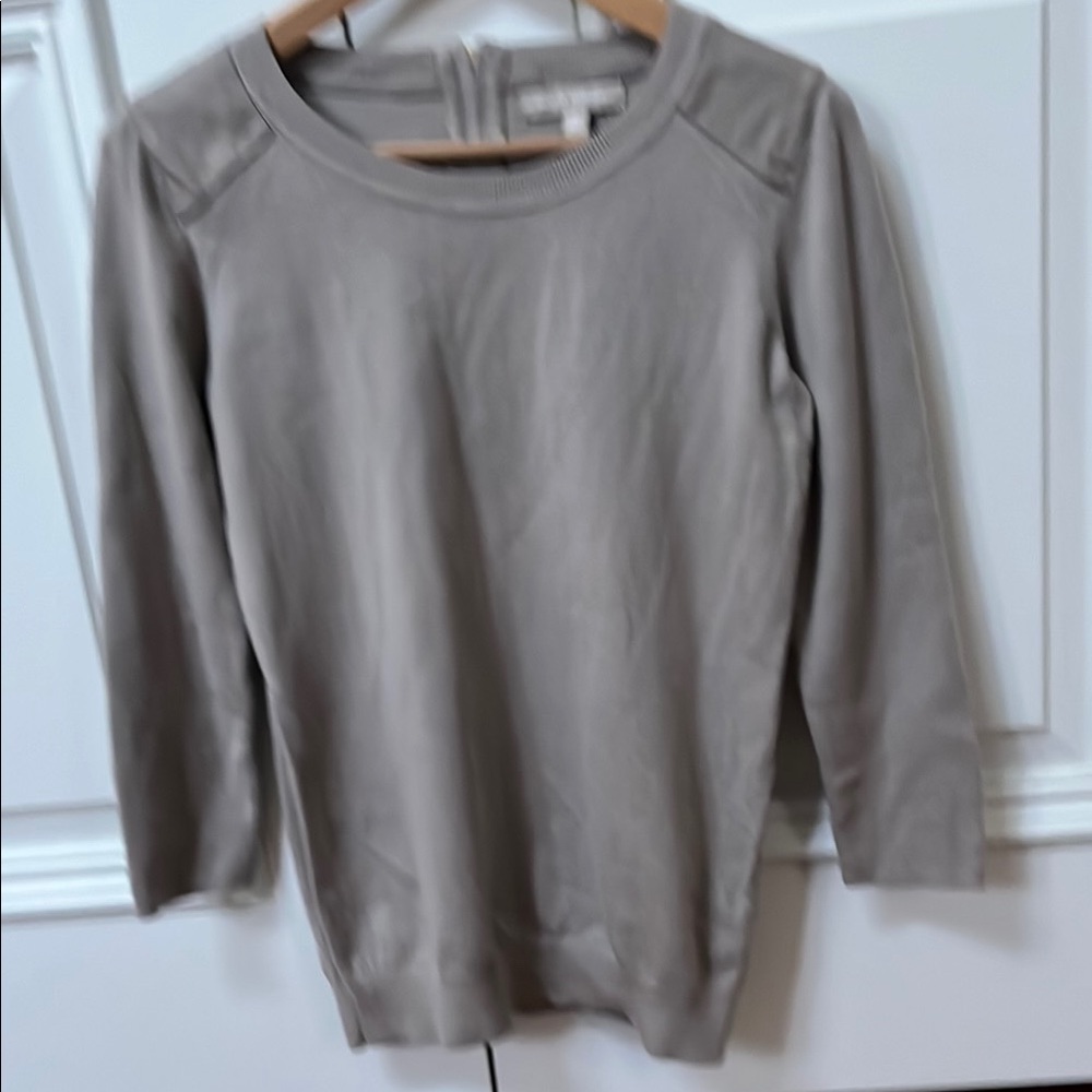 Banana Republic Women Taupe Sweater with Faux Leather detail